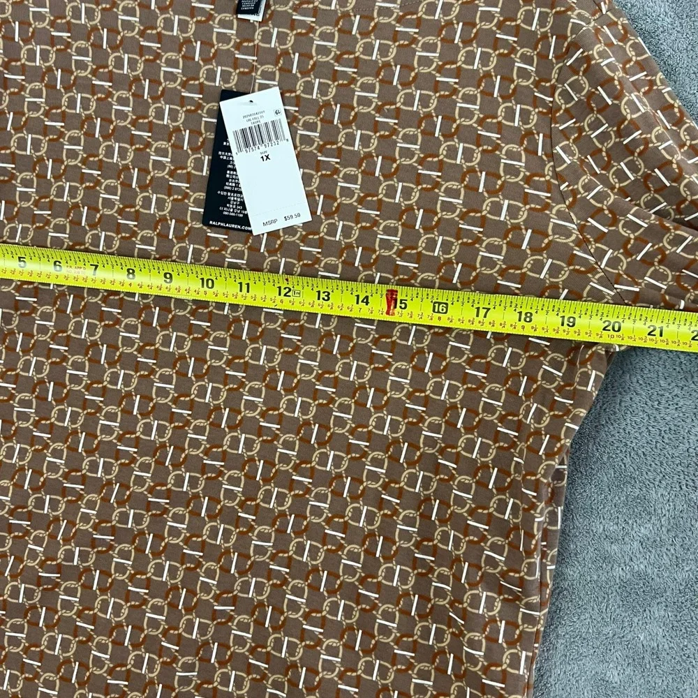 Ralph Lauren Black Label Geo-Print Stretch Cotton Boatneck Tee Womens 1X NWT - Picture 11 of 12